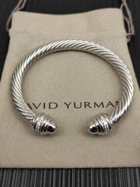 🌠David Yurman🌠 Silver 7mm Round-End Diamond Bracelet